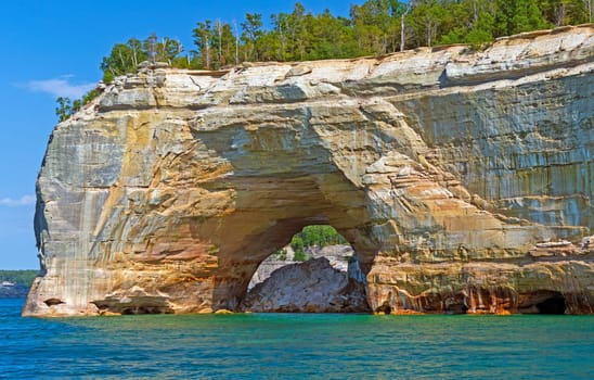 Sea Arch With Its Droppings Below It in Pictured Rocks National Lakeshore in Michigan