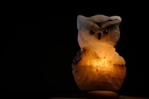 night light salt owl with warm yellow light