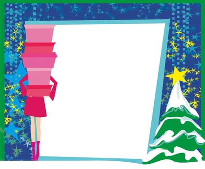 Christmas shopping - winter sale card