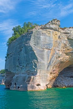 Smooth Cut Sandstone on a Remote Lakeshore on Lake Superior in Pictured Rocks National Lakeshore in Michigan
