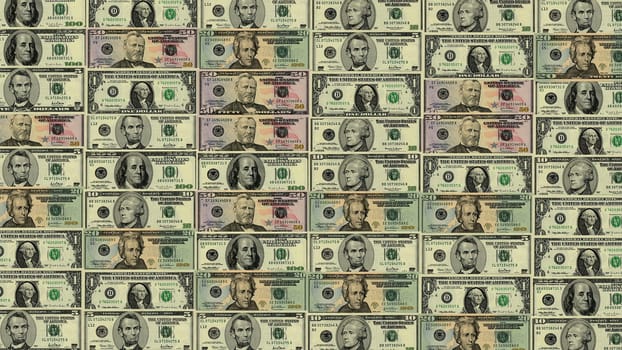 Manu US dollar banknotes replacing each other