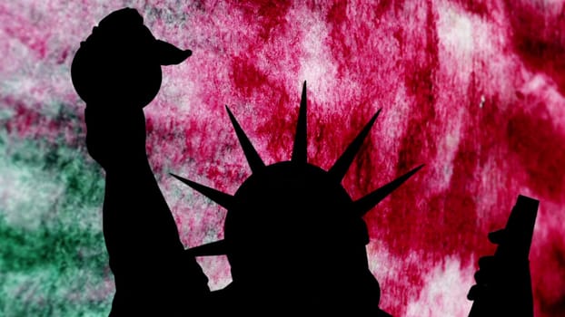 Statue of liberty against bloody background