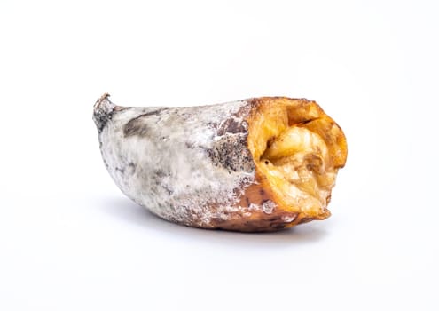 Rotten banana isolated on white background