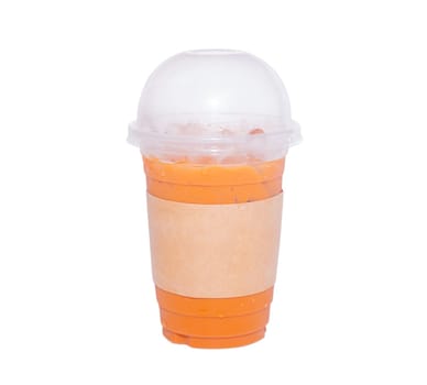 Tea thai, Ice tea milk or Ice milk tea, Sweet drink, Isolated, on white background, Clipping path