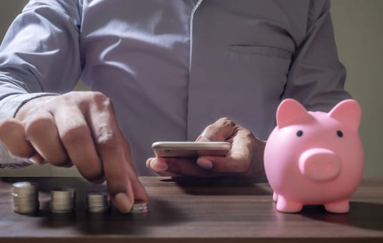 Online Banking And Internet Banking Savings Concept, Online Investment Savings, Online Stock Investors, Internet Financial Transactions, Save Monney for Investors Using Internet to Trade Stocks or Trade Fund