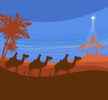 Biblical scene - birth of Jesus in Bethlehem.