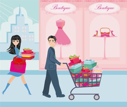 couple on Christmas shopping