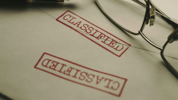 Close up of classified document in envelop