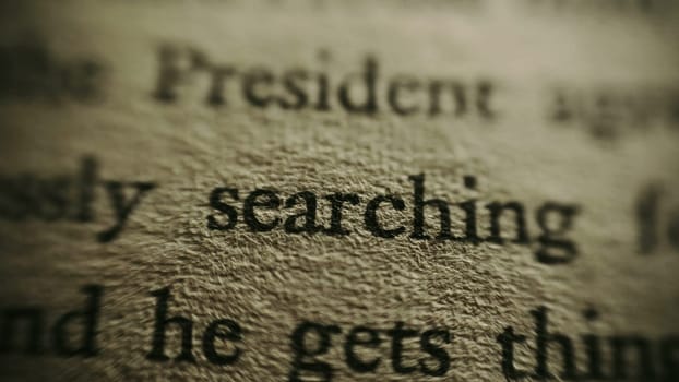 Classified document intelligence report focus on president text shallow depth of field
