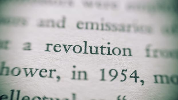 Secret document intelligence report focus on revolution text shallow depth of field