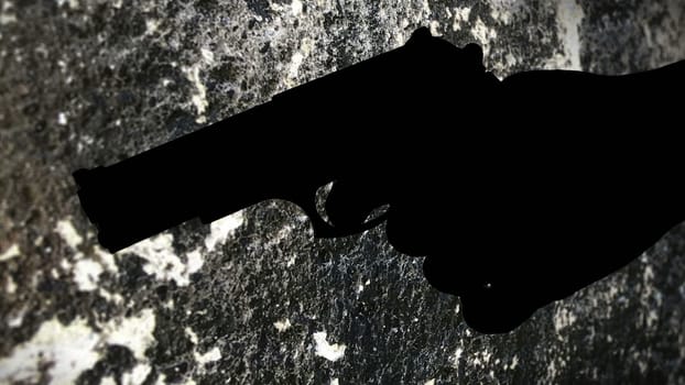 Gun silhouette against grunge background crime concept