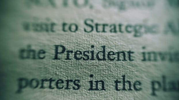 Classified document intelligence report focus on president and NATO  shallow depth of field