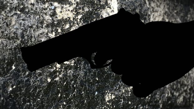 Gun silhouette against grunge background crime concept