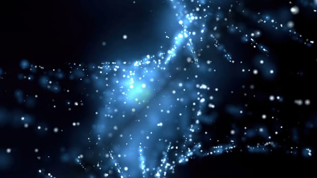 Blue Dust Particles over black 3d illustration