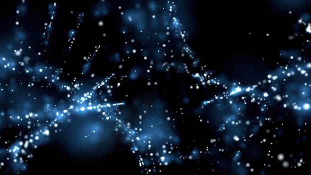 Blue Dust Particles over black 3d illustration