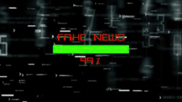 Fake news data process on digital background