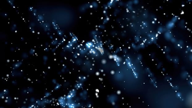 Blue Dust Particles over black 3d illustration