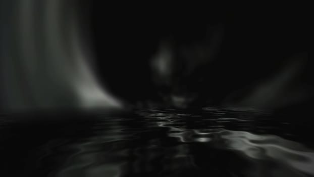 Dark water and mysterious light  3D illustration