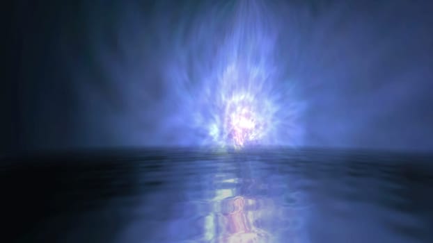 Aurora north lights reflections on water 3d illustration
