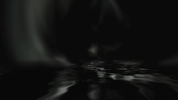 Dark water and mysterious light  3D illustration
