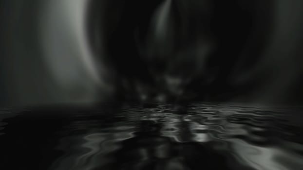 Dark water and mysterious light  3D illustration