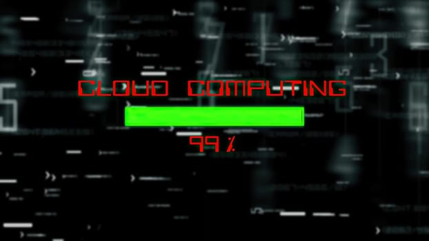 Cloud computing progress bar on digital background