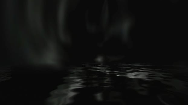Dark water and mysterious light  3D illustration