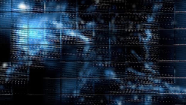 Blue Dust Particles over black 3d illustration