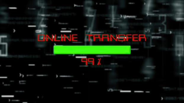 Online transfer progress bar on digital background