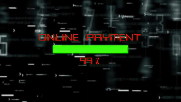 Online payment  progress bar on digital background