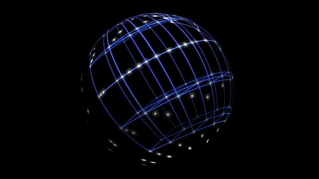 3D illustration of  Sphere Cyber Space Network