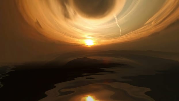 Sunset clouds reflected in water