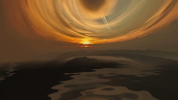 Sunset clouds reflected in water