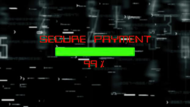 Secure payment data progress bar on digital background