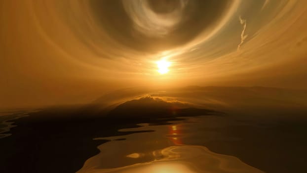 Sunset clouds reflected in water
