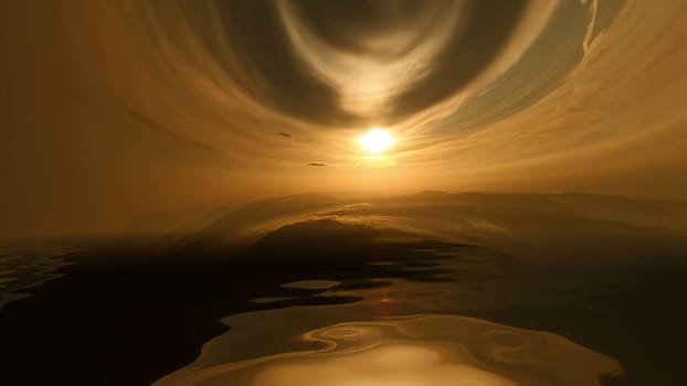 Sunset clouds reflected in water