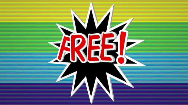 Free comic pop art text against colorful background