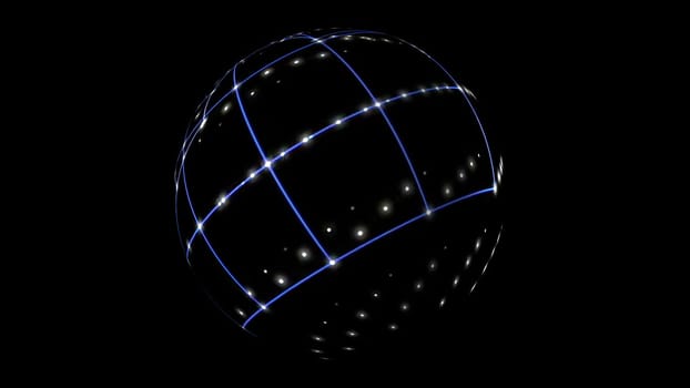 3D illustration of Sphere Cyber Space Network