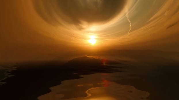 Sunset clouds reflected in water