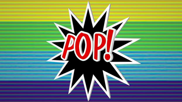 Pop comic pop art text against colorful background