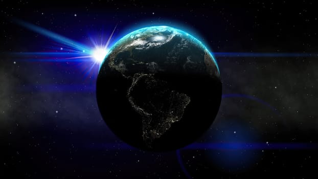 Earth  in space against stars