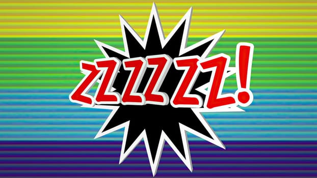 ZZZZZZ comic pop art text against colorful background..