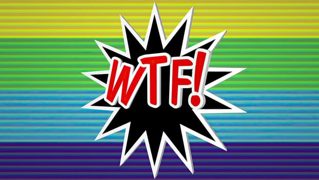 WTF comic pop art text against colorful background