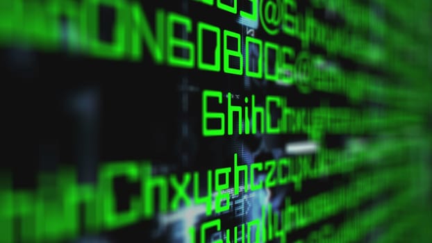 Data code on computer screen