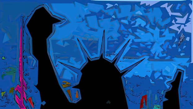 New York Statue of Liberty in a Pop Art Style Layout,New York Statue of Liberty in a Pop Art Style Layout