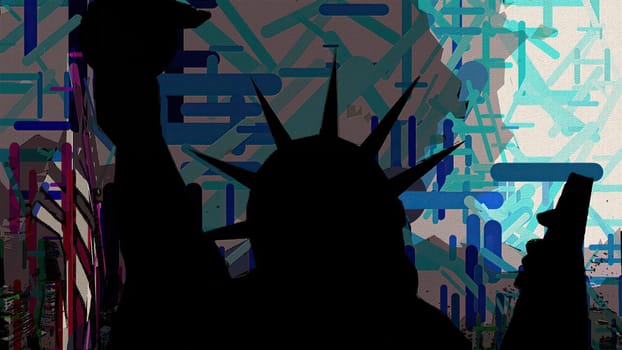 New York Statue of Liberty in a Pop Art Style Layout,New York Statue of Liberty in a Pop Art Style Layout