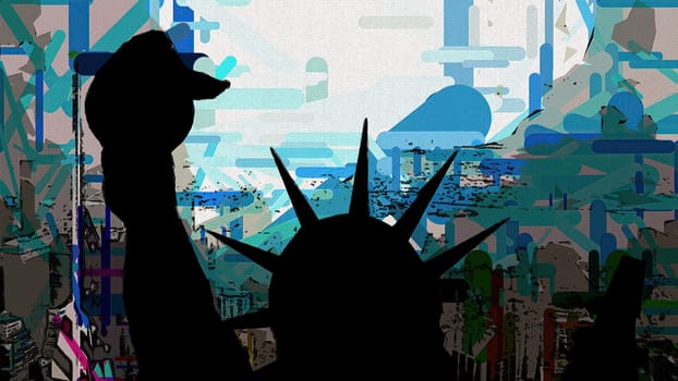 New York Statue of Liberty in a Pop Art Style Layout,New York Statue of Liberty in a Pop Art Style Layout