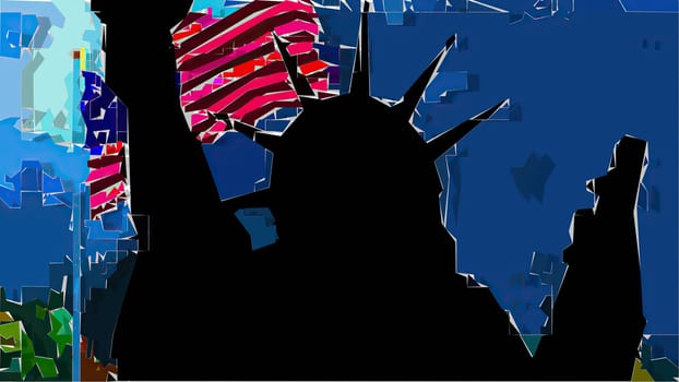 New York Statue of Liberty in a Pop Art Style Layout,New York Statue of Liberty in a Pop Art Style Layout