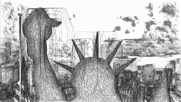 Statue of liberty hand draw digital art illustration,Statue of liberty hand draw digital art illustration