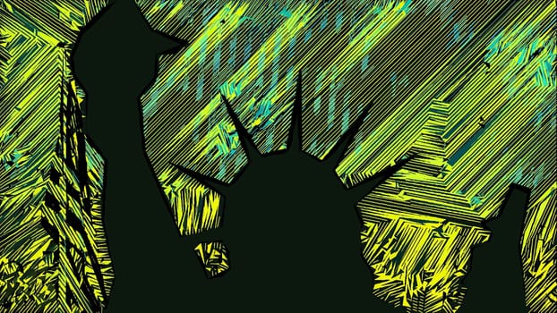 New York Statue of Liberty in a Pop Art Style Layout,New York Statue of Liberty in a Pop Art Style Layout